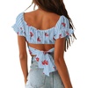 image:imageLYANER Womens Puff Short Sleeve Y2k Crop TopStripe Blue