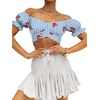 image:imageLYANER Womens Puff Short Sleeve Y2k Crop TopStripe Blue