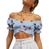 image:imageLYANER Womens Puff Short Sleeve Y2k Crop TopStripe Blue