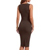 image:imageLYANER Womens Ribbed Knit Work Office Midi DressChocolate