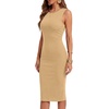 image:imageLYANER Womens Ribbed Knit Work Office Midi DressDark Khaki