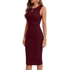 image:imageLYANER Womens Ribbed Knit Work Office Midi DressDeep Red