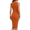 image:imageLYANER Womens Ribbed Knit Work Office Midi DressOrange Red
