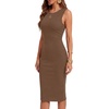 image:imageLYANER Womens Ribbed Knit Work Office Midi DressReddish Brown