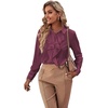 image:imageLYANER Womens Ruffle Front Elegant BlousePlum Purple
