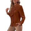 image:imageLYANER Womens Ruffle Front Elegant BlouseSolid Caramel