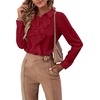 image:imageLYANER Womens Ruffle Front Elegant BlouseWine Red