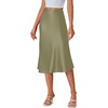image:imageLYANER Womens Satin Silky Midi SkirtArmy Green