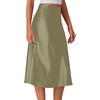 image:imageLYANER Womens Satin Silky Midi SkirtArmy Green