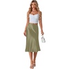 image:imageLYANER Womens Satin Silky Midi SkirtArmy Green