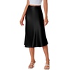 image:imageLYANER Womens Satin Silky Midi SkirtBlack