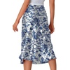 image:imageLYANER Womens Satin Silky Midi SkirtBlue and White Porcelain