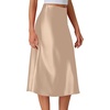 image:imageLYANER Womens Satin Silky Midi SkirtChampagne