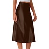 image:imageLYANER Womens Satin Silky Midi SkirtDark Brown