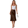 image:imageLYANER Womens Satin Silky Midi SkirtDark Brown
