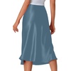 image:imageLYANER Womens Satin Silky Midi SkirtDusty Blue