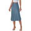 image:imageLYANER Womens Satin Silky Midi SkirtDusty Blue