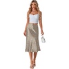 image:imageLYANER Womens Satin Silky Midi SkirtLight Gray Floral