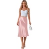 image:imageLYANER Womens Satin Silky Midi SkirtLight Pink