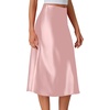 image:imageLYANER Womens Satin Silky Midi SkirtLight Pink