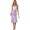image:imageLYANER Womens Satin Silky Midi SkirtLight Purple