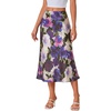 image:imageLYANER Womens Satin Silky Midi SkirtPurple Floral