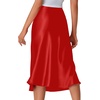 image:imageLYANER Womens Satin Silky Midi SkirtRed