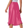 image:imageLYANER Womens Satin Silky Midi SkirtRose Red