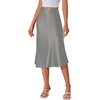image:imageLYANER Womens Satin Silky Midi SkirtSilver Grey