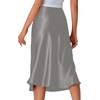image:imageLYANER Womens Satin Silky Midi SkirtSilver Grey