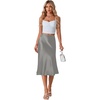 image:imageLYANER Womens Satin Silky Midi SkirtSilver Grey