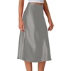 image:imageLYANER Womens Satin Silky Midi SkirtSilver Grey