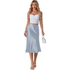 image:imageLYANER Womens Satin Silky Midi SkirtSky Blue