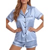 image:imageLYANER Womens Satin Silky Soft Pajamas SetAzure2