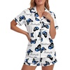 image:imageLYANER Womens Satin Silky Soft Pajamas SetButterfly Blue