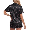 image:imageLYANER Womens Satin Silky Soft Pajamas SetCherry Black