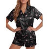 image:imageLYANER Womens Satin Silky Soft Pajamas SetCherry Black