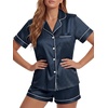 image:imageLYANER Womens Satin Silky Soft Pajamas SetDark Blue2