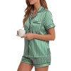 image:imageLYANER Womens Satin Silky Soft Pajamas SetDark Green