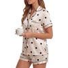 image:imageLYANER Womens Satin Silky Soft Pajamas SetDots Beige