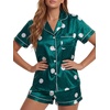 image:imageLYANER Womens Satin Silky Soft Pajamas SetDots Dark Green