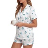 image:imageLYANER Womens Satin Silky Soft Pajamas SetFlower White