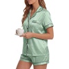 image:imageLYANER Womens Satin Silky Soft Pajamas SetGreen2