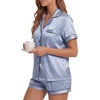 image:imageLYANER Womens Satin Silky Soft Pajamas SetSliver Blue2