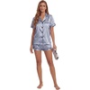 image:imageLYANER Womens Satin Silky Soft Pajamas SetSliver Blue2