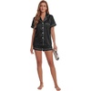 image:imageLYANER Womens Satin Silky Soft Pajamas SetSolid Black