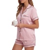 image:imageLYANER Womens Satin Silky Soft Pajamas SetSolid Light Pink