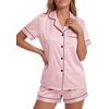 image:imageLYANER Womens Satin Silky Soft Pajamas SetSolid Light Pink