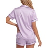 image:imageLYANER Womens Satin Silky Soft Pajamas SetSolid Light Purple