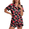 image:imageLYANER Womens Satin Silky Soft Pajamas SetWatermelon Black